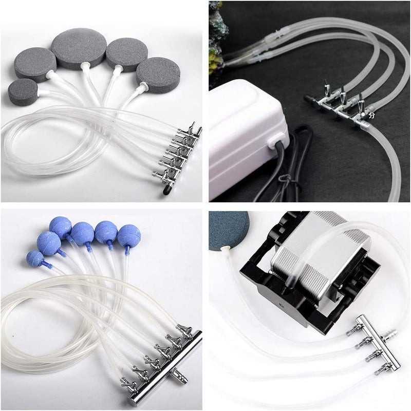 Tnfeeon Aquarium Air Pump Regulating Valve, Stainless Steel Aquarium Fish Air Pump Valve 8mm Turn to 4mm Splitter Control Valve(6 Way) - Image 5